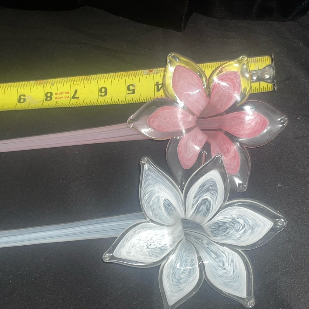Two Glass Hand-blown Flowers